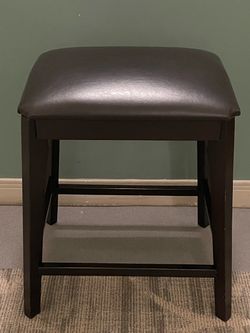 New!! Ebony Black, Tall (25"H), Heavy (approx. 15 lbs.) WOOD STOOL w/Thick Cushion Seat - firm posted price.
