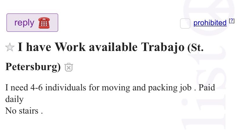 Work Trabajo available!!