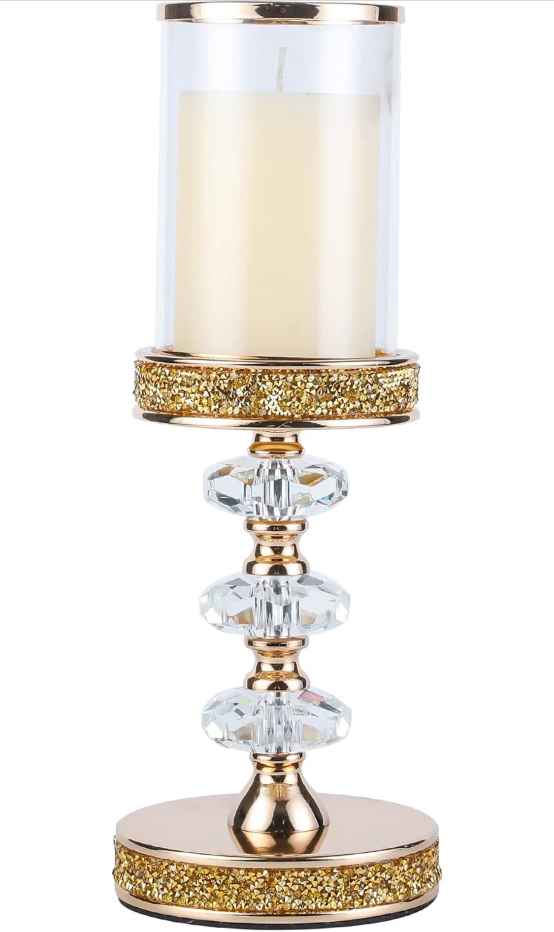 Candle Holder, Pillar Candle Holders, Crystal Candlesticks Holder for Wedding, Parties, Events, Chirstmas,Home Decor, Table Centerpieces CH028D (L)