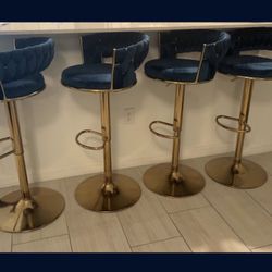 Blue And Gold Bar Stools 