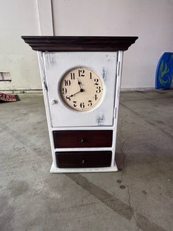 Rustic Wood Cabinet with Clock Face