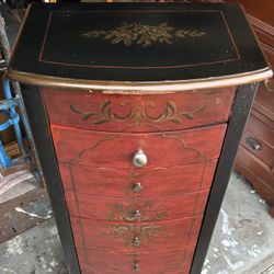 Vintage Wooden Jewelry Box jewelry armoire black/red L20”*D14”*H40”(address in description)