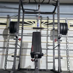 [FREE DELIVERY] + SQUAT RACK + ADJUSTABLE BENCH + OLYMPIC WEIGHT PLATES + OLYMPIC BARBELL + EXTRAS 