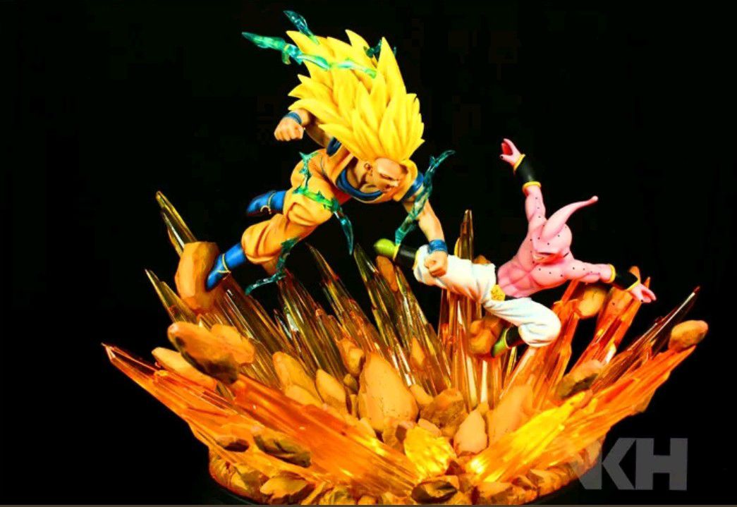 VKH Goku Vs. Buu Dragonball Z Statue diorama Authenticated Polystone Light Ups