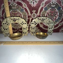 Vintage Japanese Buddhist Altar Brass Lanterns