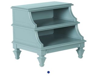 Blue-Green Tiered Nightstand with Open Shelves (2 available $200 each)
