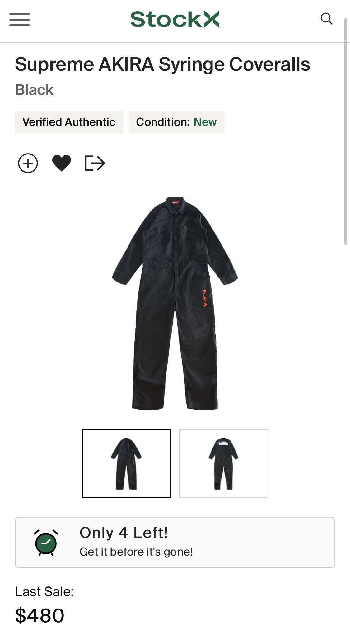 Akira Syringe Coveralls Supreme Akira Coveralls Supreme Akira Jumpsuit