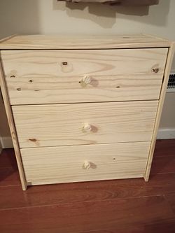 Two three drawer IKEA wood dresser