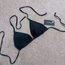 New Medium Black Bikini Top Swim Bathing Suit Festival Rave 