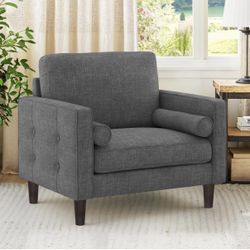 Dark gray fabric accent arm chair