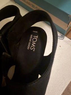 Toms black wedges size 9