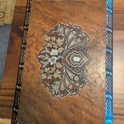 1800's Traveling Writing Desk Inlaid With Mother Of Pearl, Bone, Brass And Amber 