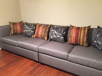 4 seat sofa, custom made in USA upgraded material used,invested 1600$ brand new never used, too big for our family room. Sacrifice to let go for 400$