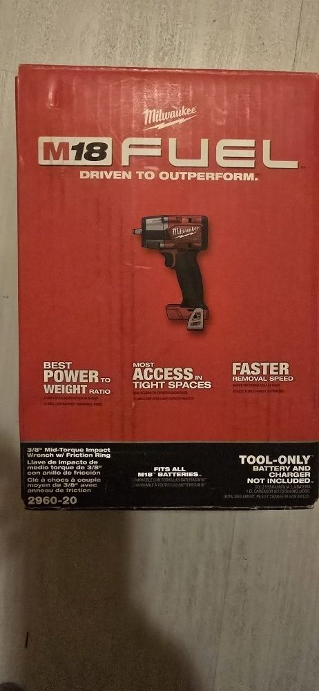 Milwaukee
M18 FUEL GEN-2 18V Lithium-Ion Mid Torque Brushless Cordless 3/8 in. Impact Wrench with Friction Ring (Tool-Only)