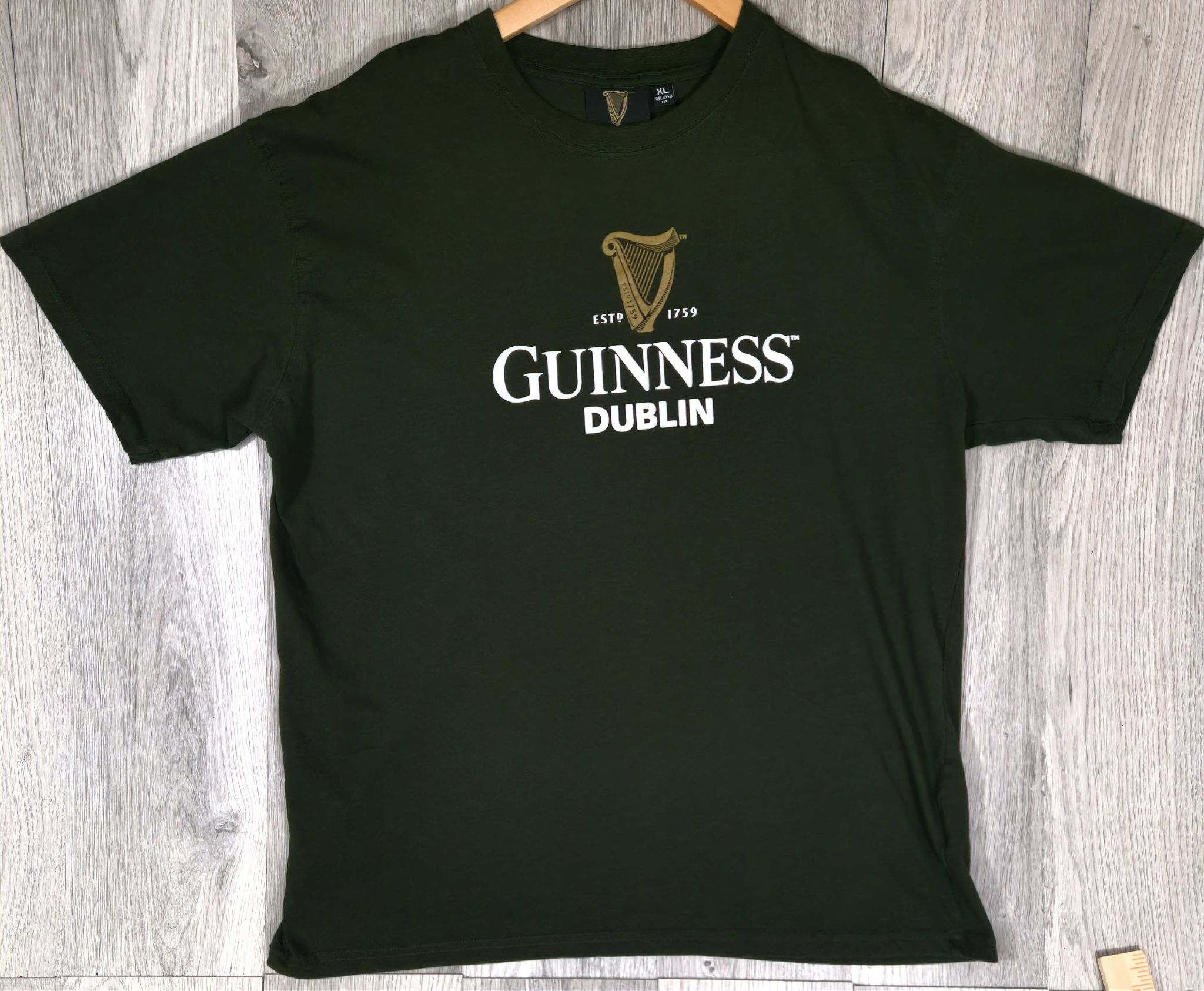 Guinness Dublin Ireland Beer Logo T-Shirt Dark Green XL Relaxed Fit #7