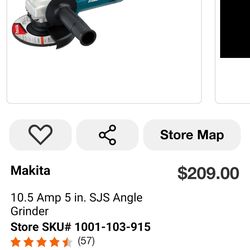 10.5 Amp 5in SJS Angle Grinder