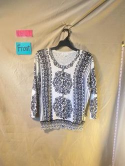 Joseph A Women's White/Black Long Sleeve Sweater Top Size Large NWOT