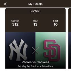 TODAY 5/24 New York Yankees Vs San Diego Padres
