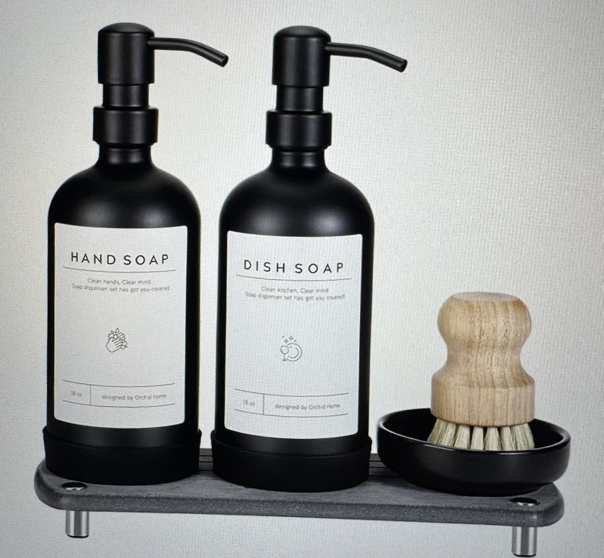 Luxury Kitchen & Bathroom Soap Dispenser Set - 16 Oz Glass Bottle