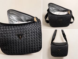 NEW GUESS Insulated Lunch Bag – Black Woven Design