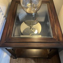 Wood & Glass Sofa Side Table – Great Condition