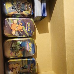 Pokemon Cards With 4 Tin Cases
