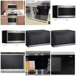 Microwaves—many brands and sizes starting at $80. All are new or open-box.