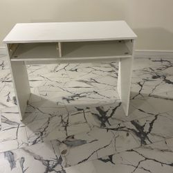 White Freshly Painted Desk  2 Cubbies In Front 