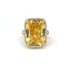 Yellow Stone With Diamonds Gold Ring