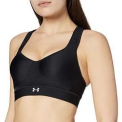 Under Armour Women's Warp Knit High Impact Sports Bra, Black/Reflective 🌿 Size  35DD 🌿 $20