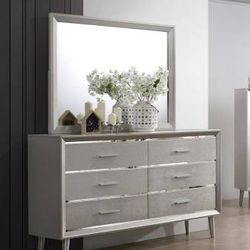 Retro Inspired Dresser In Beautiful Silver Finish! Best Prices!