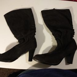 Size 8 No Boundaries Suede-like Black Heeled Boots