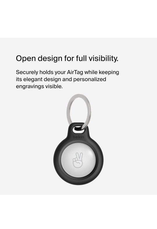 Belkin Apple AirTag Secure Holder with Key Ring - Durable, Scratch-Resistant Case with Open Face & Raised Edges