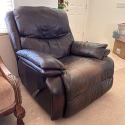 Brown Leather Manual Recliner Chair.  