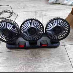XISAOK Car Fan USB 5V 12V 24V 2 Speed Electric Car Cooling Fan 3 Head Rotatable Quiet