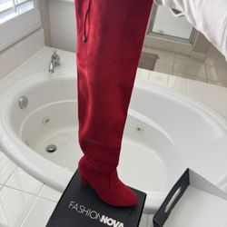 Red High Boots Size 8