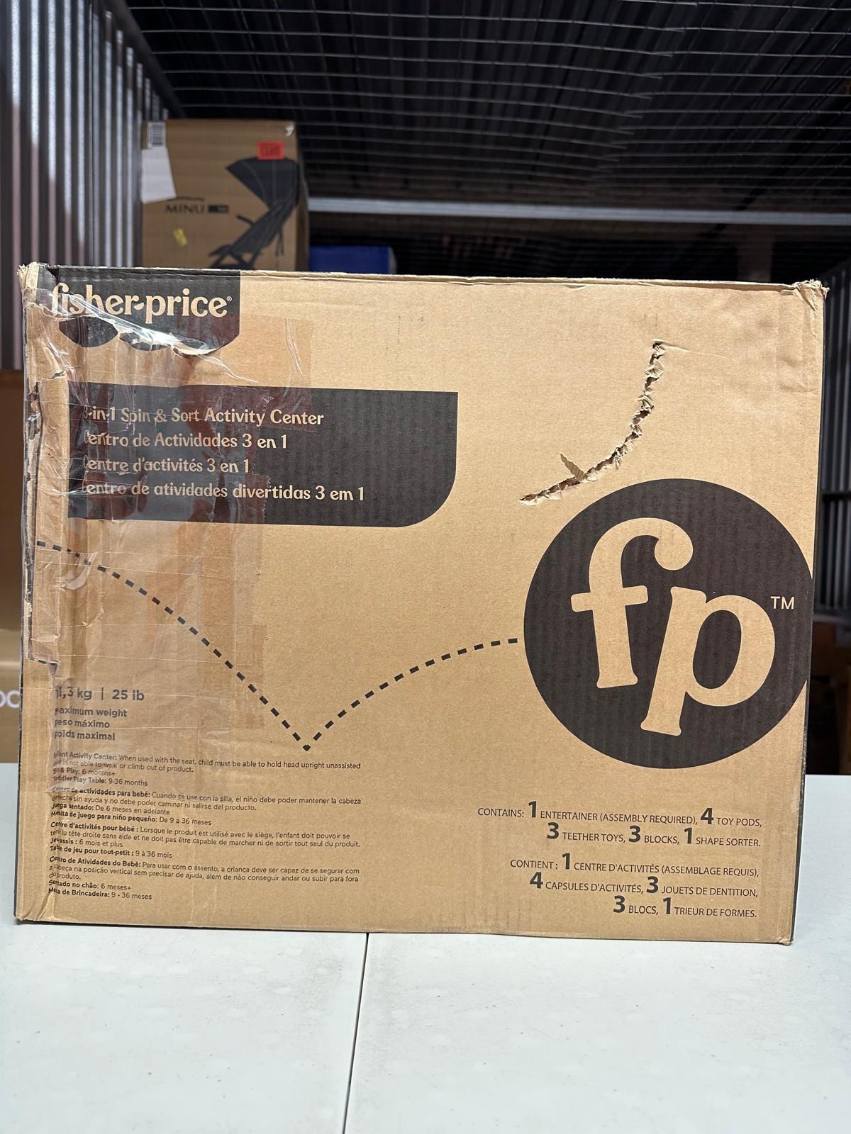 Open Box Fisher-Price 3-in-1 Spin & Sort Activity Center Baby Toy and Toddler Play Table