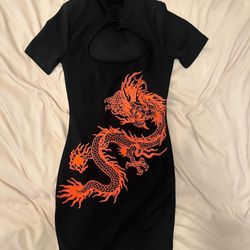 Fashion Nova Black Dragon Dress 