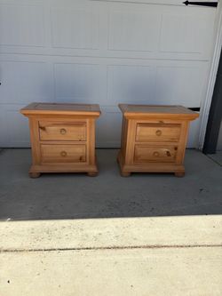 Pair of Pine Wood 2-Drawer Nightstands by Broyhill
