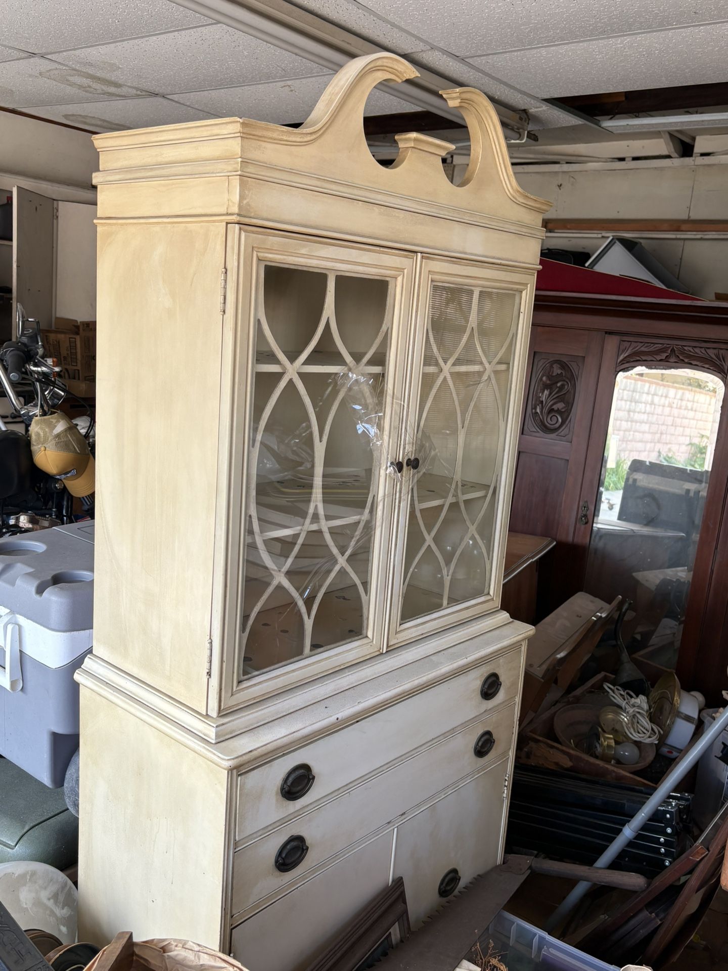 Vintage White Farmhouse, China Cabinet