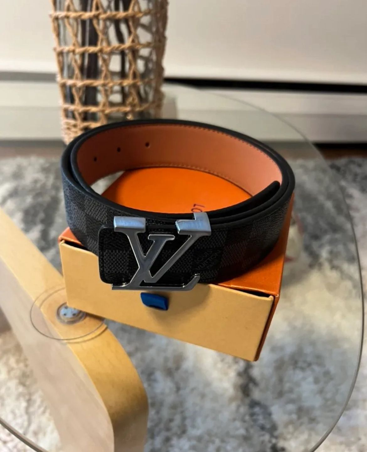 Black & Silver Mens Designer Belt (Size 28-30)