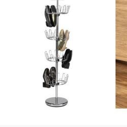 4-Tier Revolving Shoe Rack Tree - Rotating Storage Organizer for Easy Access