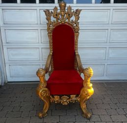 FREE DELIVERY Heavy Duty Santa King Queen Ornate Fiberglass Prop Throne Red Velvet Gold 