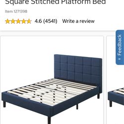 Blackstone by Zinus Upholstered Square Stitched Platform Bed (Full)