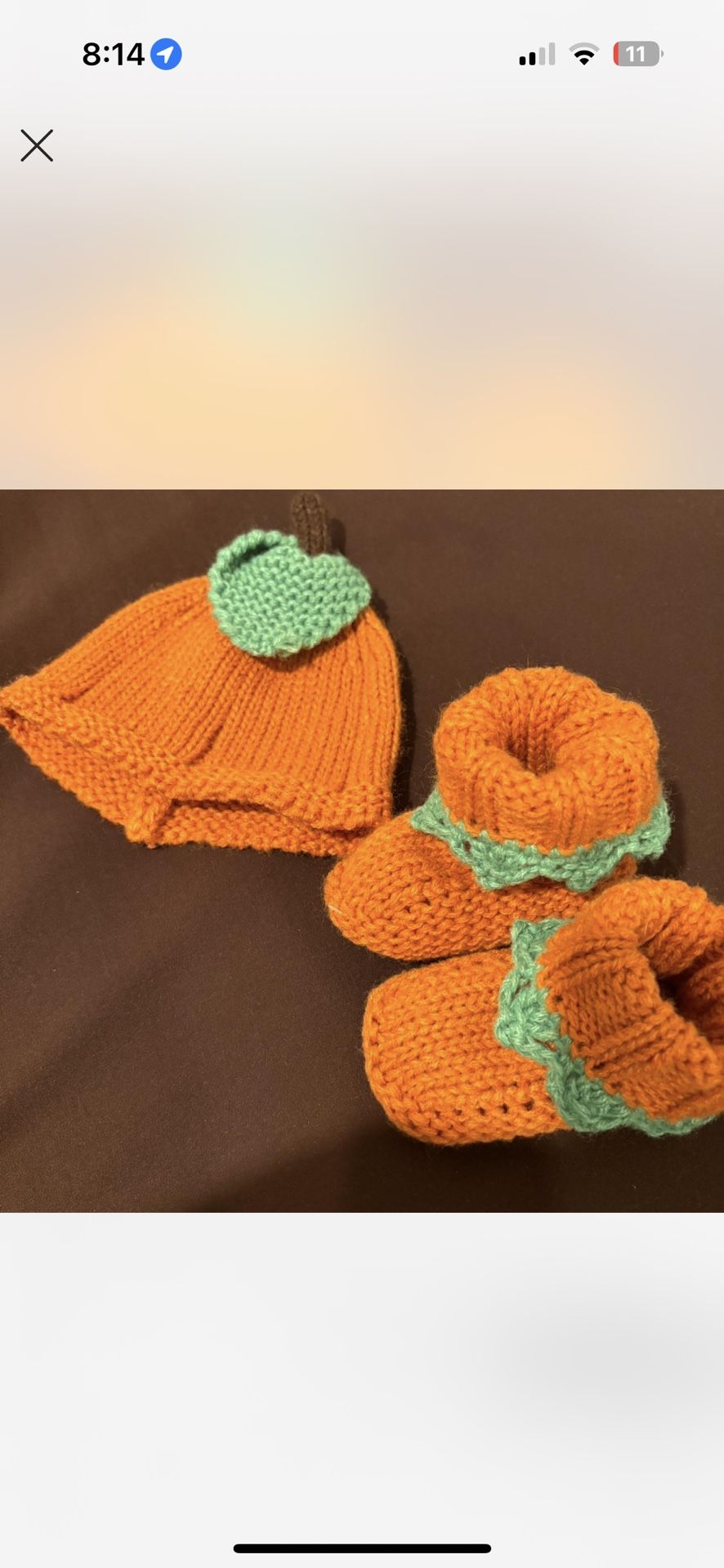 Baby Pumpkin Booties And Hat