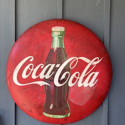 1956 36" Coca-Cola Metal button sign AM-10-56x