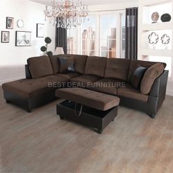 New Sectional + Storage Ottoman  — Left or Right Chaise — Delivery Available  