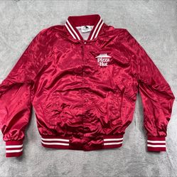 Vintage Pizza Hut Bomber Jacket Men Large Red World Largest Pizza Party