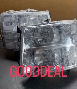 FIT 2007-2014 Chevrolet Silverado Chrome clear Headlight Pair