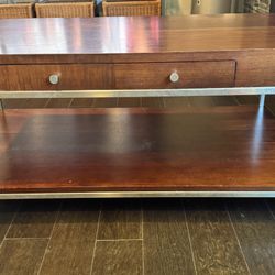 Coffee Table — Wood + Chrome Finish 